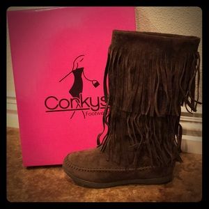 Corkys Mohawk Chocolate Fringe boots
